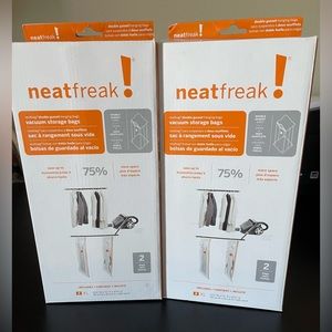 NEW & UNUSED NEAT FREAK! CLOSET VACUUM STORAGE BAGS 2 BOX SETS W/ 4 BAGS TOTAL